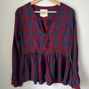 Thread & Supply Top Plaid Long Sleeve Womens Size Small